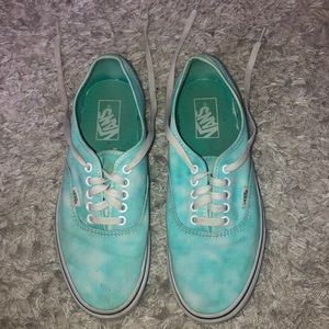 New teal slip on tie-dye vans